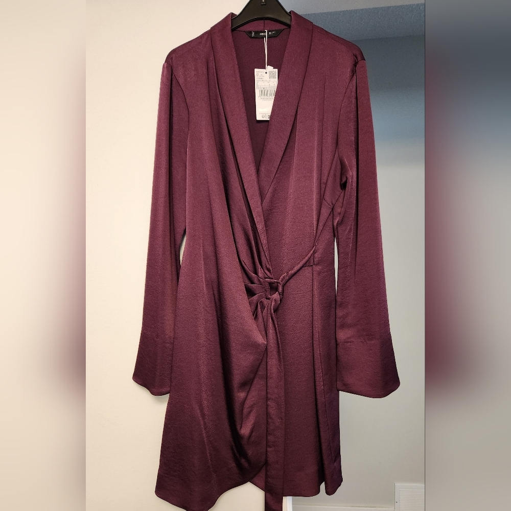 Mango Wrap Dress, Purple, Size US 8